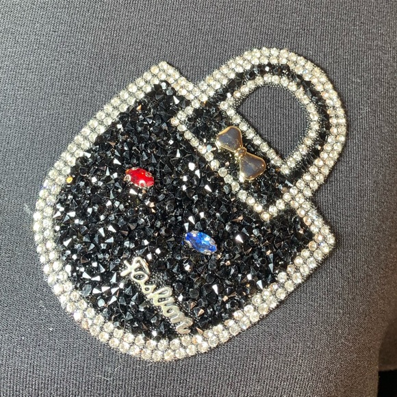 EUC Alain Murati Collection sequin Applique Sweatshirt Long-sleeve Black Medium - Picture 5 of 11